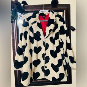 Torrid Heart Fur Coat with Red Satin Lining